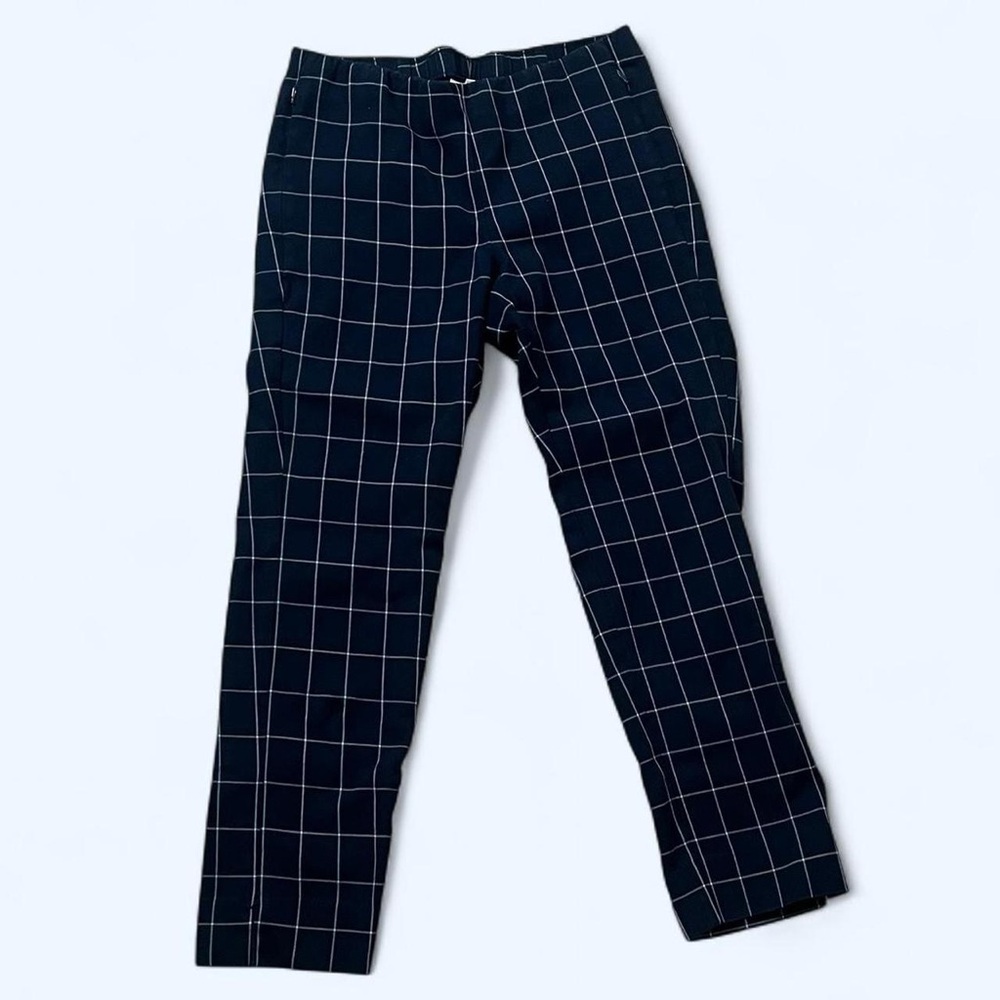 J.jill Size 4 Petite 4P Blue White Plaid Cotton Casual Cropped Ankle Pants